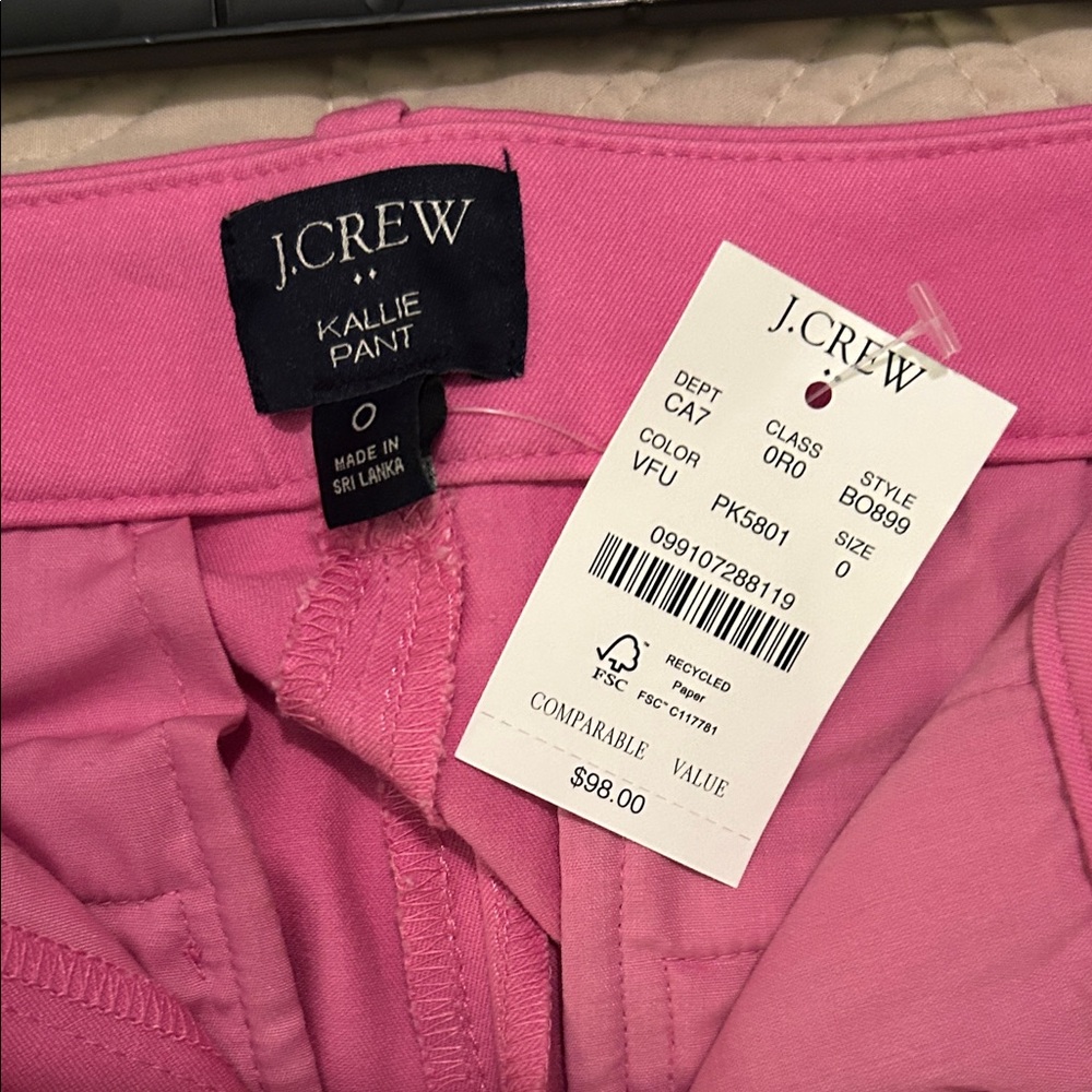 NWT J. Crew Factory Kallie Straight-Leg Pants in Vivid Fuchsia Size 0 - Picture 2 of 9